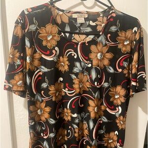 Dior women’s short sleeve shirt floral print black size L